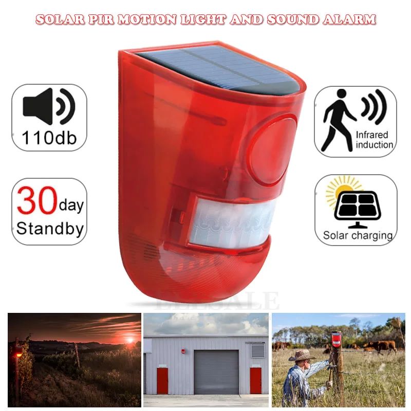 Home Security Installation - Waterproof Solar Powered Alarm Light Infrared
