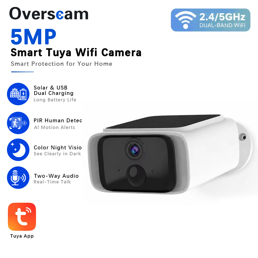 Home Security For Apartments - Tuya 5MP Solar Security Camera Wireless