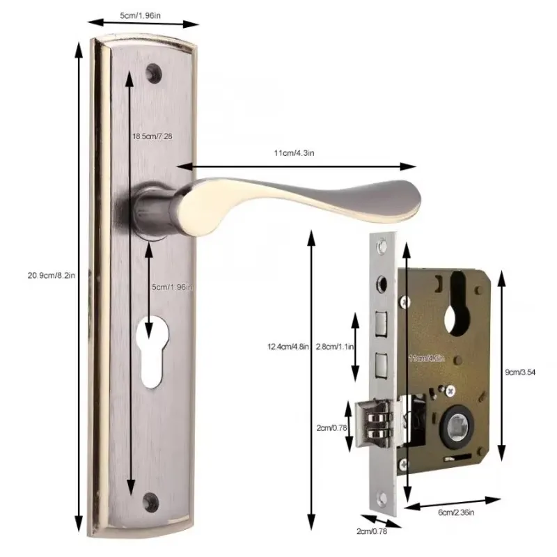 Gold Door Handle Lock Silent H - đánh giá và giá Home Security Guard