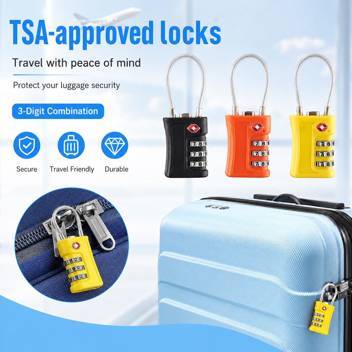 TSA Approved Luggage Lock 3 Di - đánh giá và giá Home Security Locks