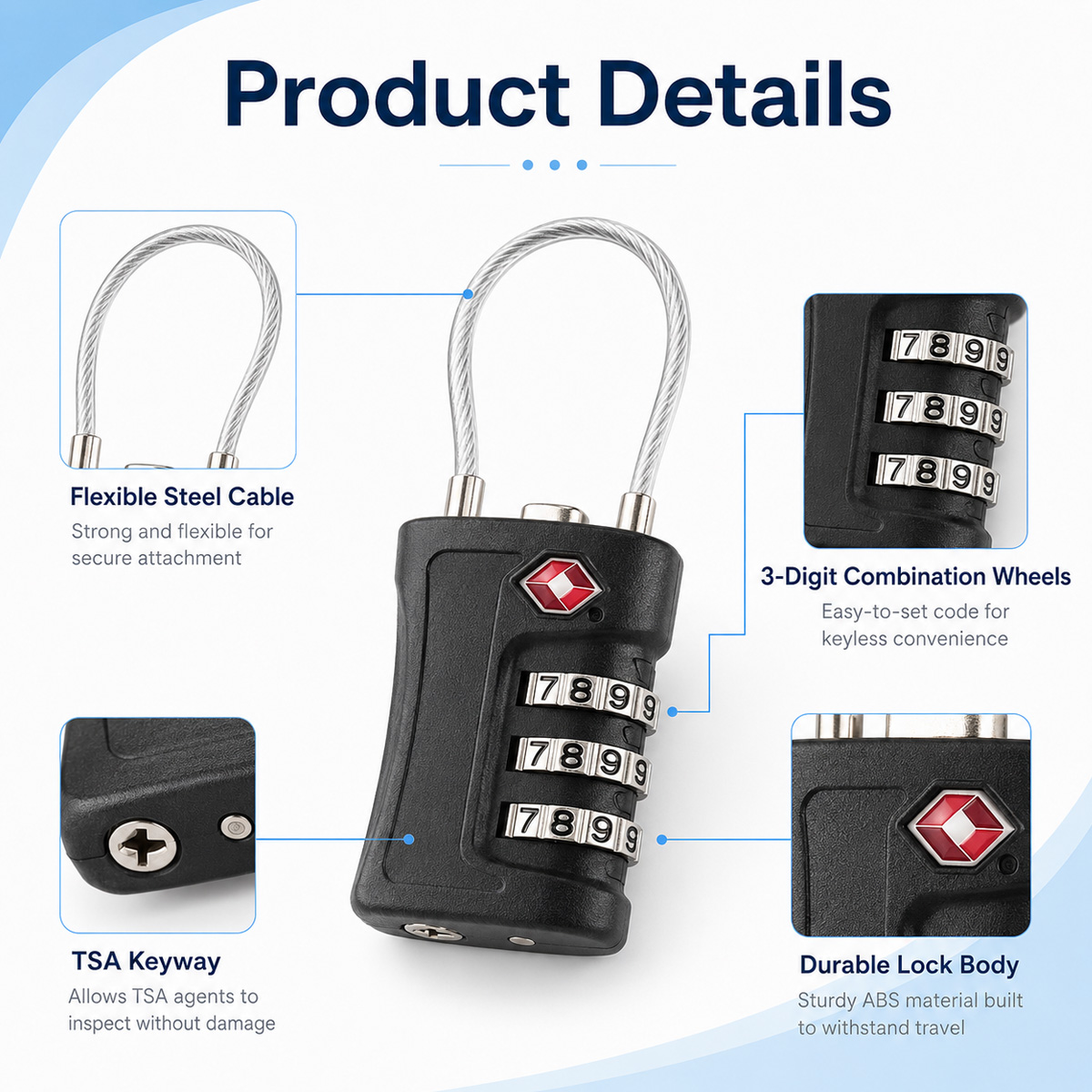 TSA Approved Luggage Lock 3 Di - đánh giá và giá Home Security Locks