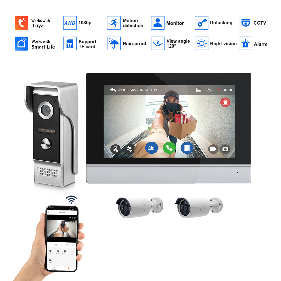 7Inch IPS Screen 2MP  Tuya Rem - đánh giá và giá Home Security For Apartments